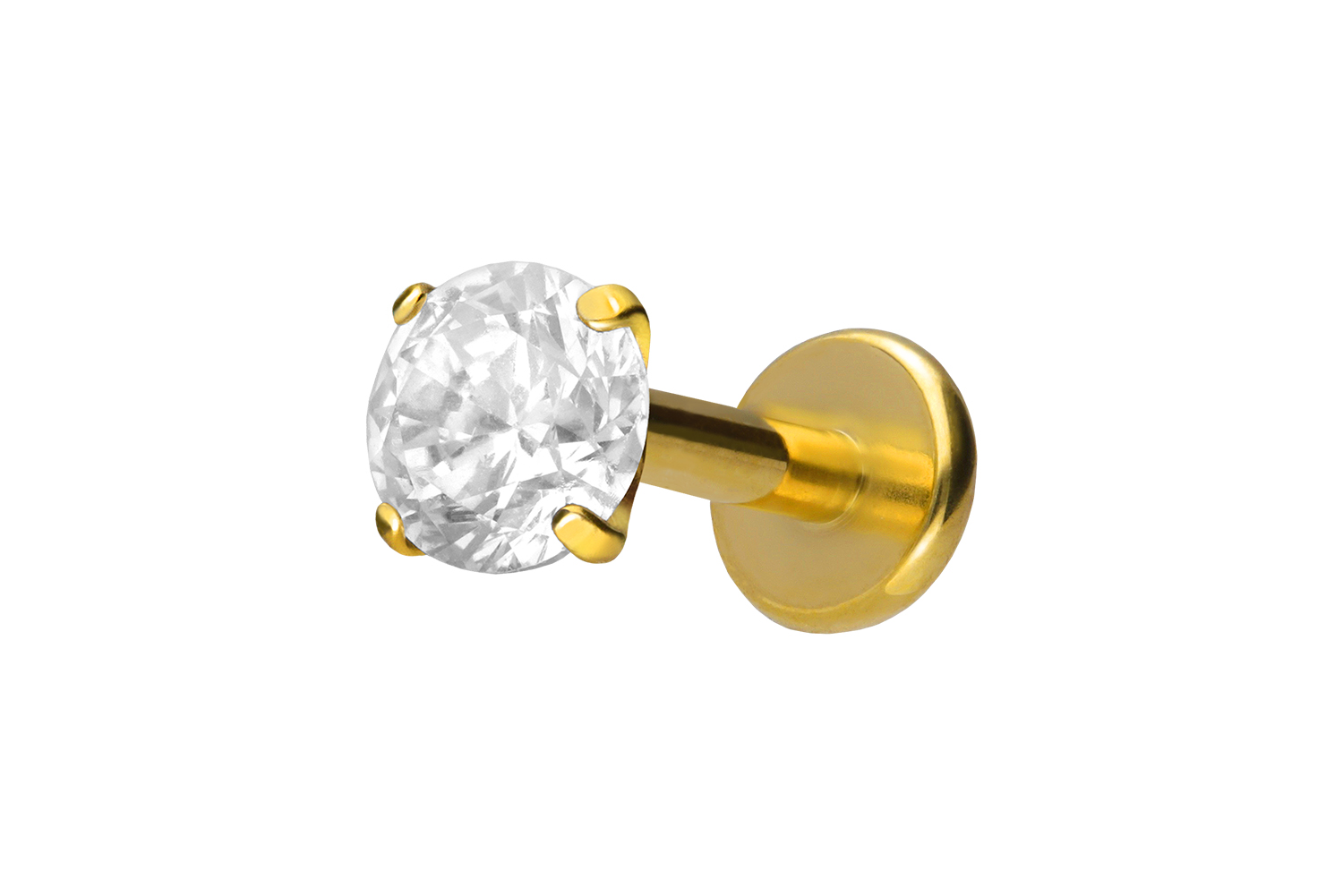 Titan Labret Piercing mit Innengewinde EINGEFASSTER KRISTALL
